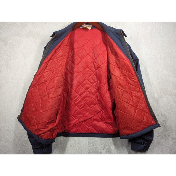 Vintage Work Jacket Mens Size Large Navy Blue Insulated Red Mechanic /4100 ** - Picture 3 of 9